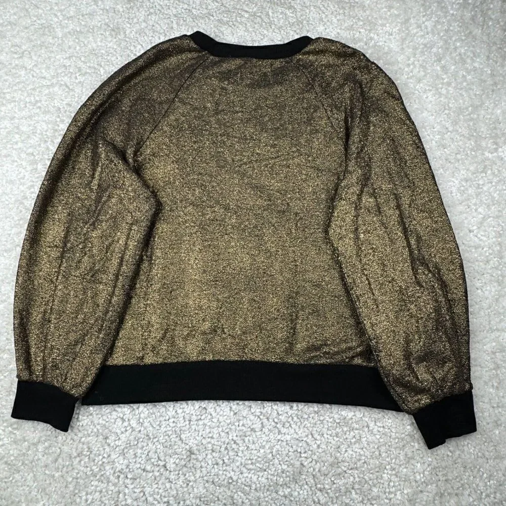 Express Metallic Gold Balloon Sleeve Crew Neck Sweatshirt